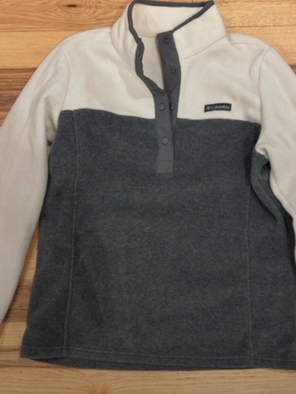 Columbia Two-Tone Fleece Pullover Jacket - Gray & White Size L